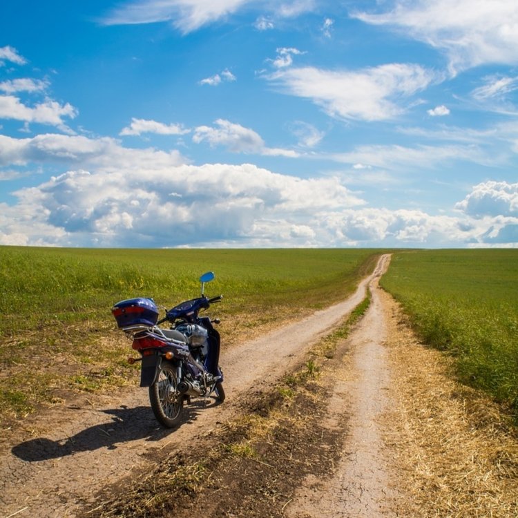 Спортивный мотоцикл в поле